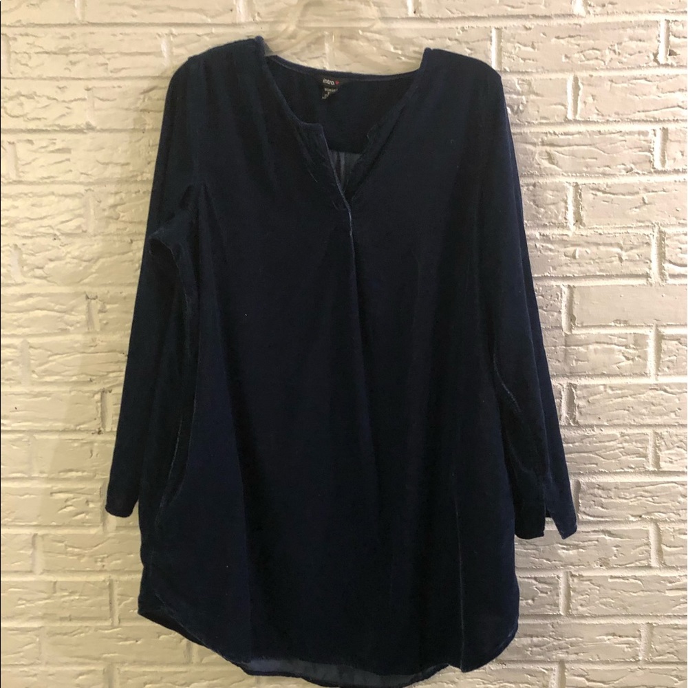 Intro Navy Blue Velvet Tunic